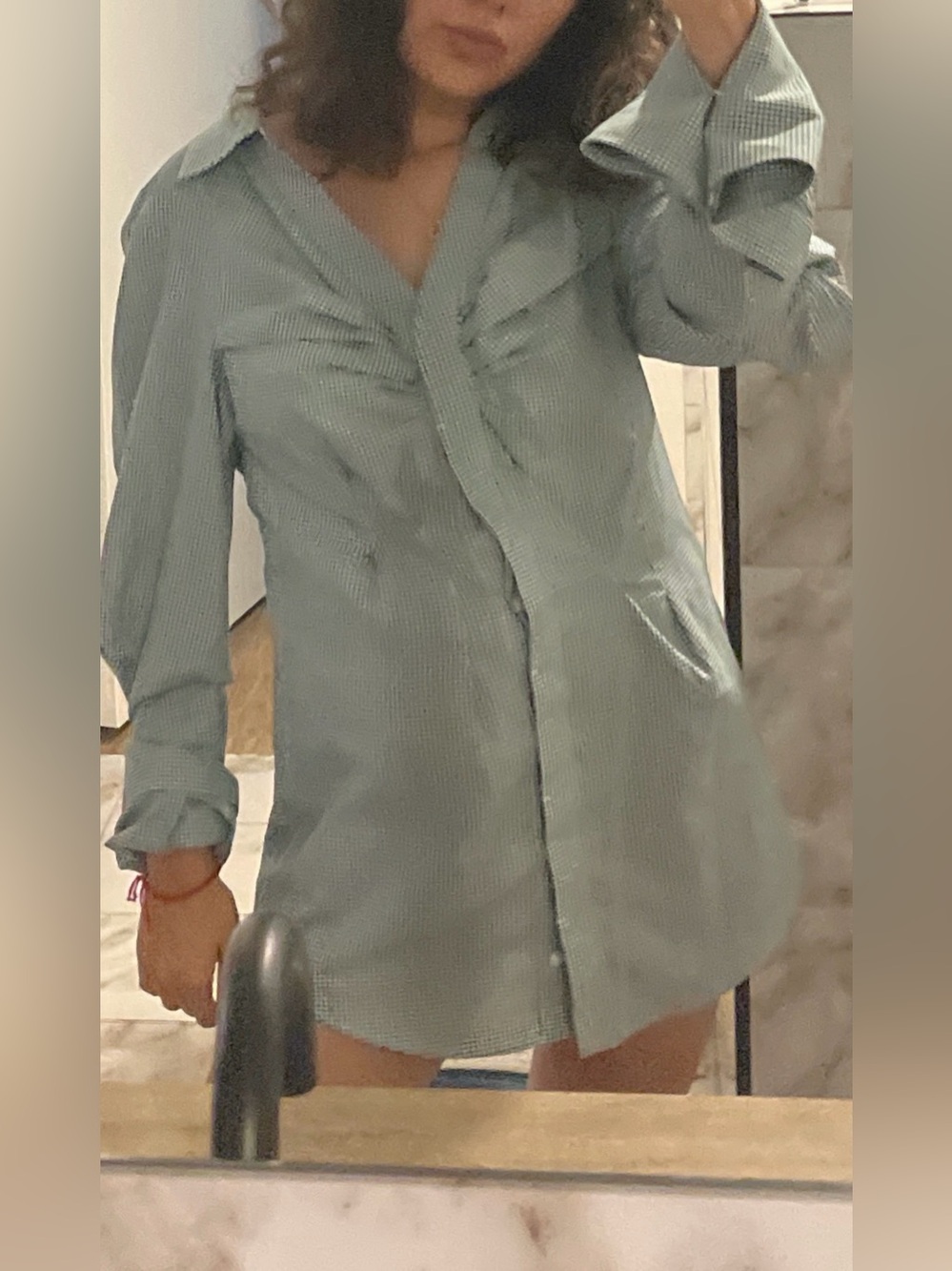 Jacquemus Green Gingham Button-Down Shirt/ Dress